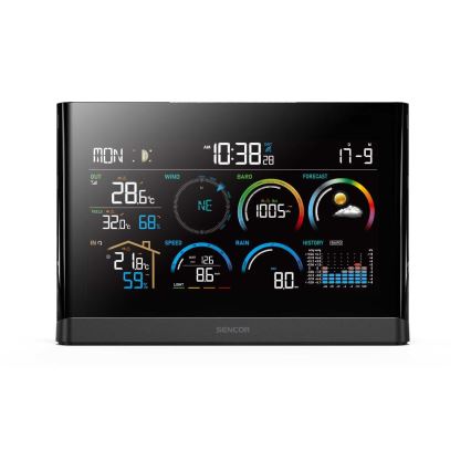 Sencor - Profesionali oro stotis su spalvotu LCD ekranu ir žadintuvas 5V/3xAAA + 3xAA