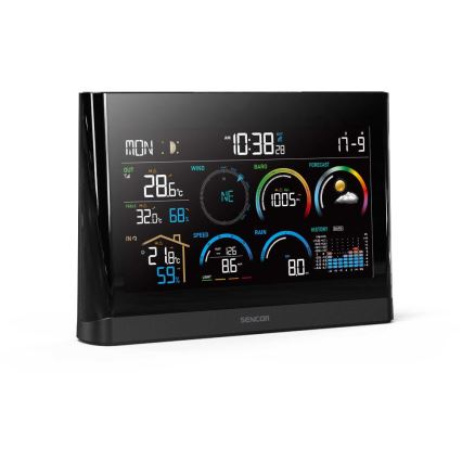 Sencor - Profesionali oro stotis su spalvotu LCD ekranu ir žadintuvas 5V/3xAAA + 3xAA