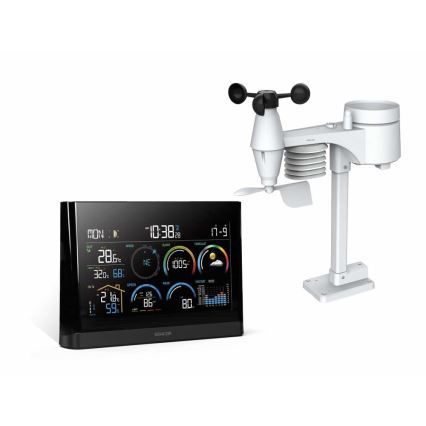 Sencor - Profesionali meteorologinė stotelė su spalvotu LCD ekranu ir žadintuvu 5V/3xAAA + 3xAA