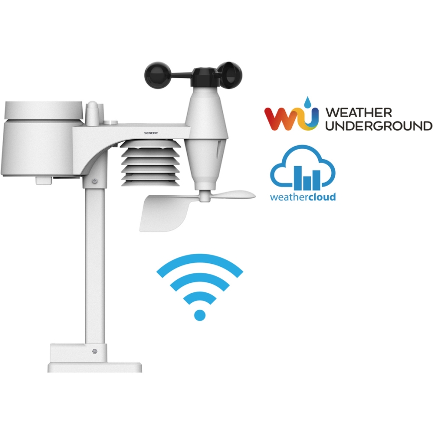 Sencor - Profesionali meteorologinė stotis su spalvotu LCD ekranu 1xCR2032 Wi-Fi