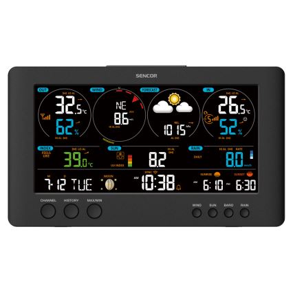 Sencor - Profesionali meteorologinė stotis su spalvotu LCD ekranu 1xCR2032 Wi-Fi