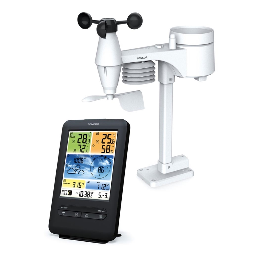 Sencor - Profesionali oro stotis su spalvotu LCD ekranu 1xCR2032 + 3xAA Wi-Fi