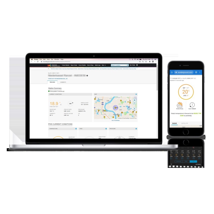 Sencor - Profesionali oro stotis su spalvotu LCD ekranu 1xCR2032 + 3xAA Wi-Fi