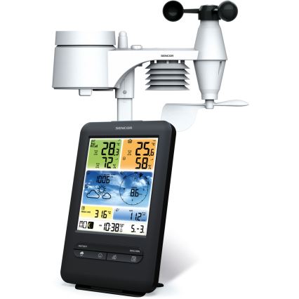 Sencor - Profesionali oro stotis su spalvotu LCD ekranu 1xCR2032 + 3xAA Wi-Fi