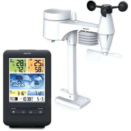 Sencor - Profesionali oro stotis su spalvotu LCD ekranu 1xCR2032 + 3xAA Wi-Fi