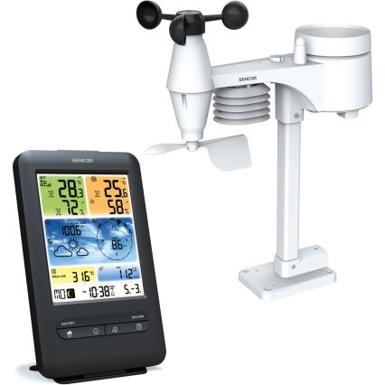 Sencor - Profesionali oro stotis su spalvotu LCD ekranu 1xCR2032 + 3xAA Wi-Fi