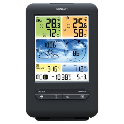 Sencor - Profesionali oro stotis su spalvotu LCD ekranu 1xCR2032 + 3xAA Wi-Fi