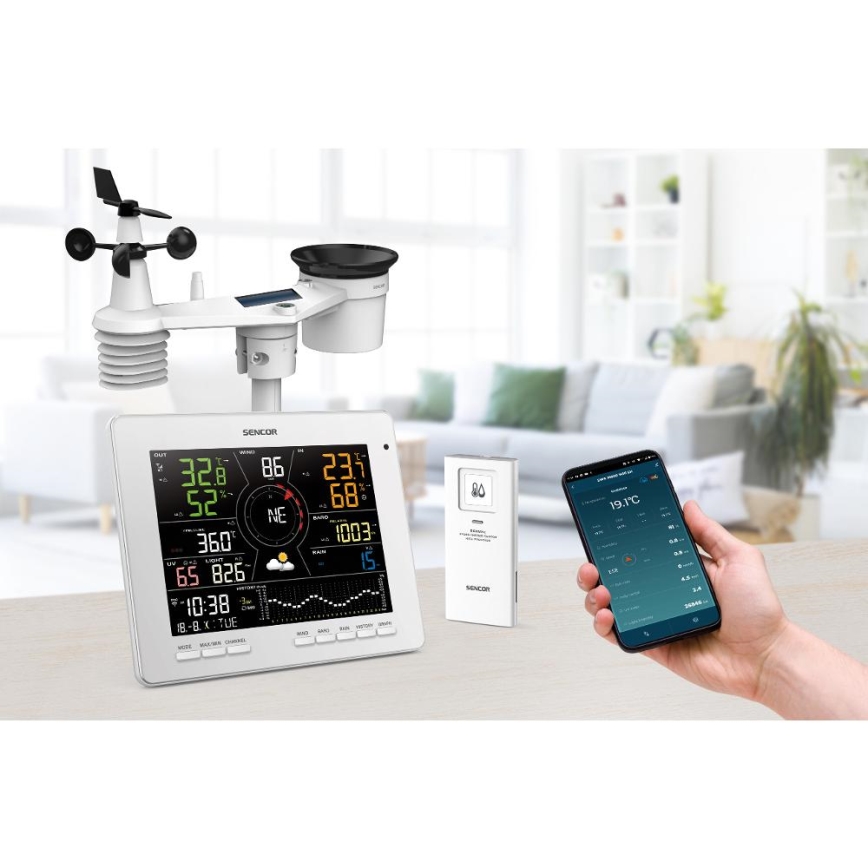 Sencor - Profesionali oro stotis su spalvotu LCD ekranu 1xCR2032 Wi-Fi Tuya