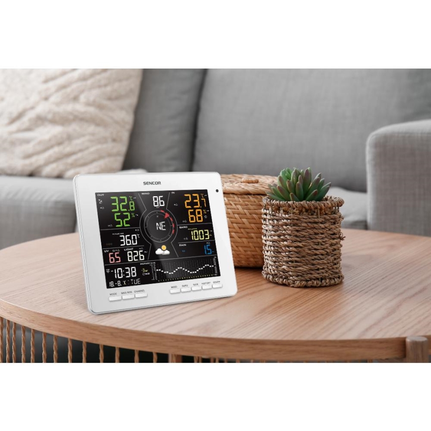 Sencor - Profesionali oro stotis su spalvotu LCD ekranu 1xCR2032 Wi-Fi Tuya