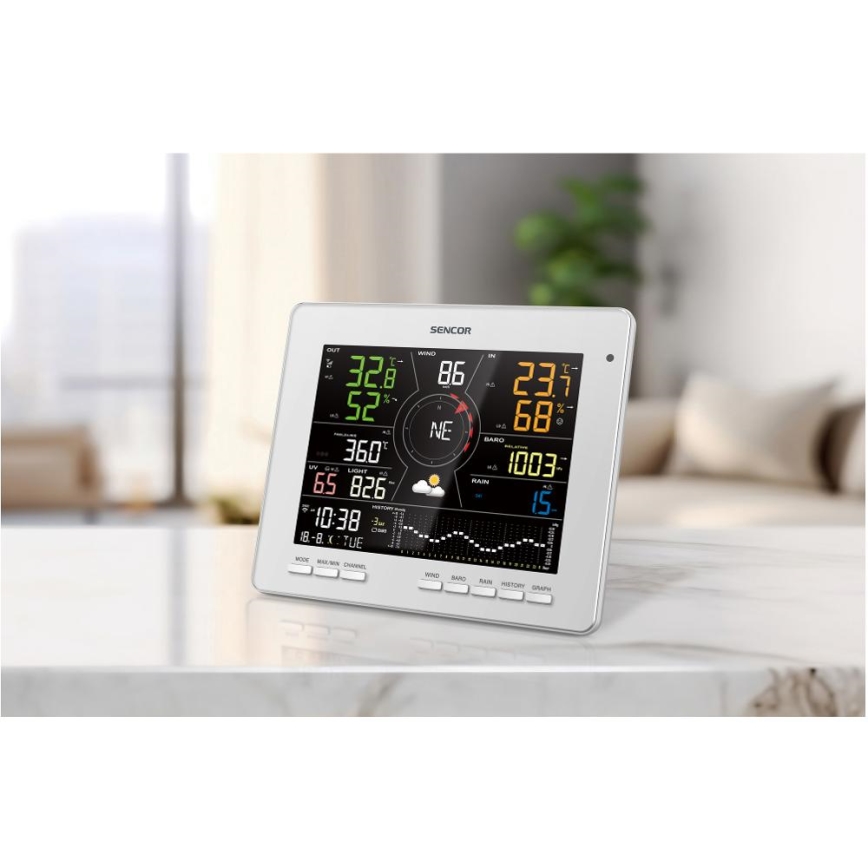 Sencor - Profesionali oro stotis su spalvotu LCD ekranu 1xCR2032 Wi-Fi Tuya