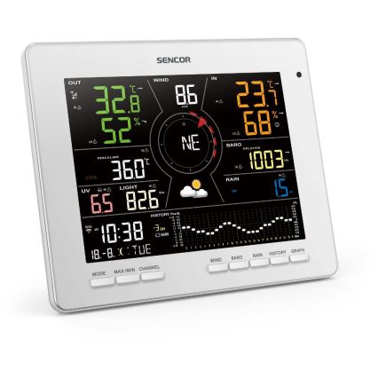 Sencor - Profesionali oro stotis su spalvotu LCD ekranu 1xCR2032 Wi-Fi Tuya
