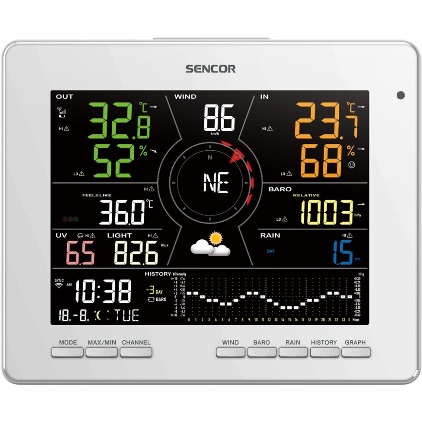 Sencor - Profesionali oro stotis su spalvotu LCD ekranu 1xCR2032 Wi-Fi Tuya