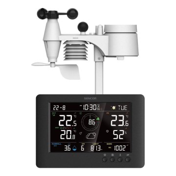Sencor - Profesionali oro stotis su spalvotu LCD ekranu ir žadintuvas 5V/1xCR2032 + 3xAA