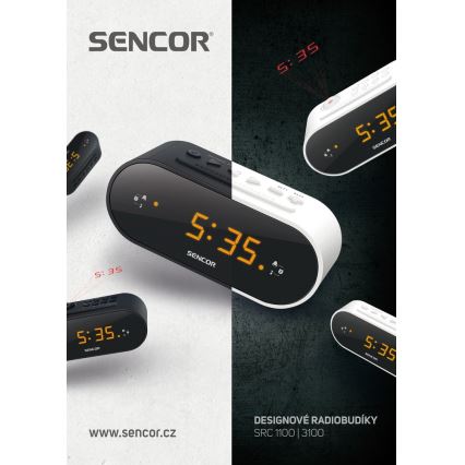 Sencor - Radijo žadintuvas su LED ekranas ir projektorius 5W/230V 1xCR2032 balta