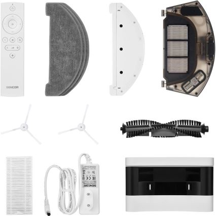 Sencor - 2 in 1 robotinis siurblys su mopavimo funkcija, 50 W / 5000 mAh, Wi‑Fi, baltas + nuotolinio valdymo pultas