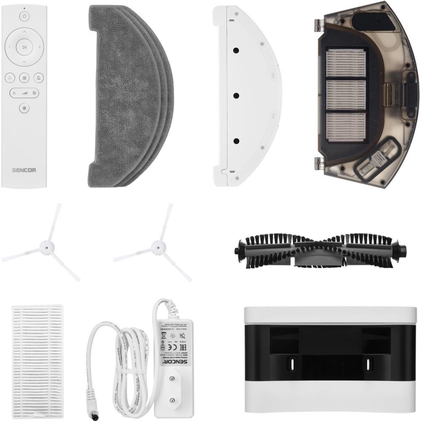Sencor - 2 in 1 robotinis siurblys su mopavimo funkcija, 50 W / 5000 mAh, Wi‑Fi, baltas + nuotolinio valdymo pultas