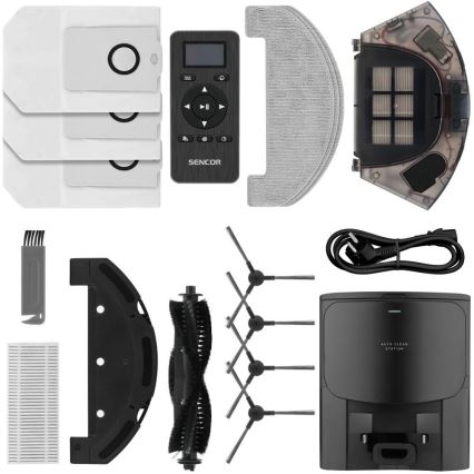 Sencor - 2in1 robotinis dulkių siurblys su mopu 16W/2600 mAh Wi-Fi juodas + nuotolinis pultas