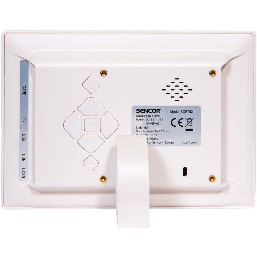 Sencor - Skaitmeninis 7 nuotraukų rėmelis su garsiakalbiu 230V baltas + nuotolinis pultas