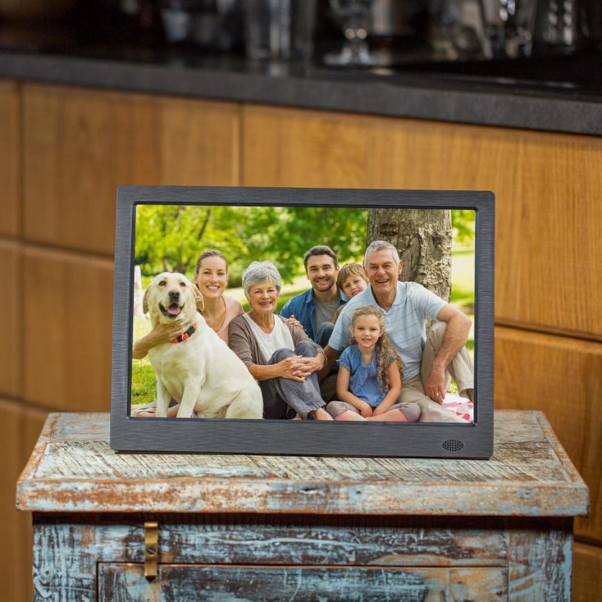 Sencor - Skaitmeninis nuotraukų rėmelis 13,3 su garsiakalbiu 230V antracito spalvos + nuotolinis pultelis