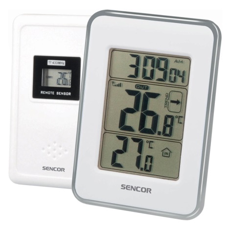 Sencor - Skaitmeninis termometras su belaidžiu jutikliu 2xAAA baltos spalvos