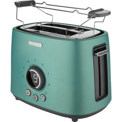 Sencor - Skrebučių skrudintuvas su dviem angomis ir kepimo grotelėmis 1000W/230V mėtų spalvos