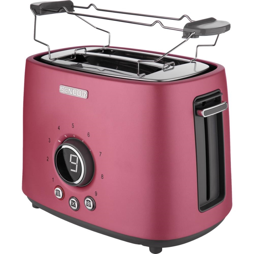 Sencor - Skrudintuvas su dviem angomis ir kepimo groteliu 1000W/230V rožinis