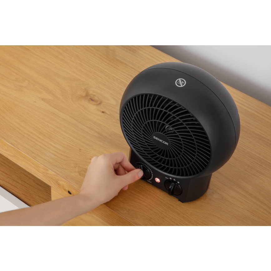 Sencor - Ventiliatorius su kaitinimo elementu 1200/2000W/230V juodas