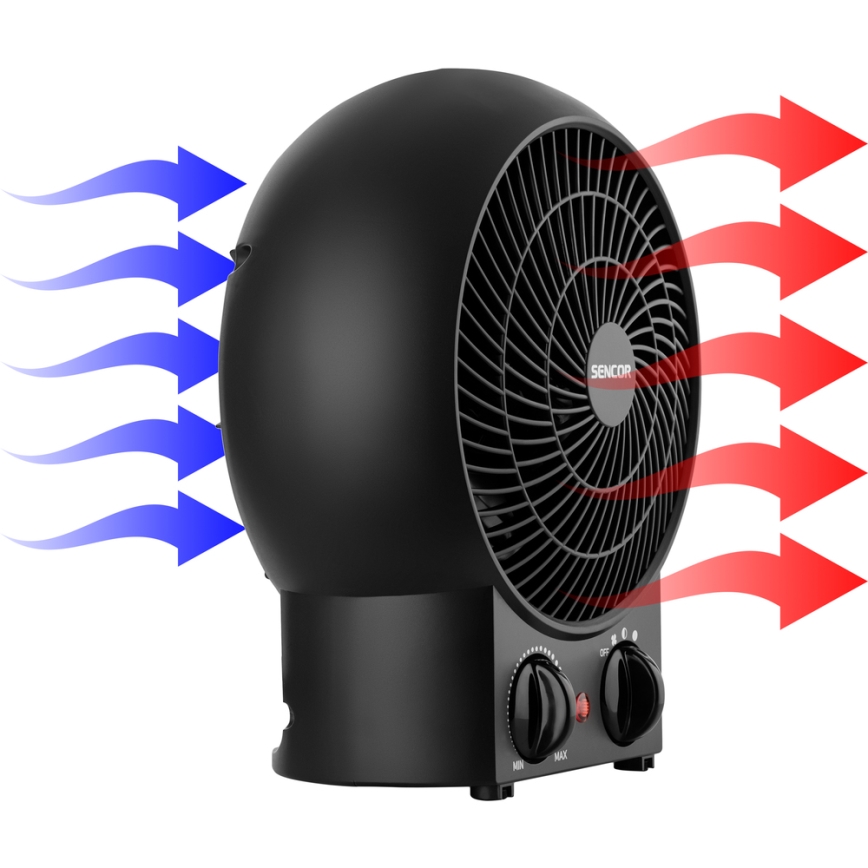 Sencor - Ventiliatorius su kaitinimo elementu 1200/2000W/230V juodas