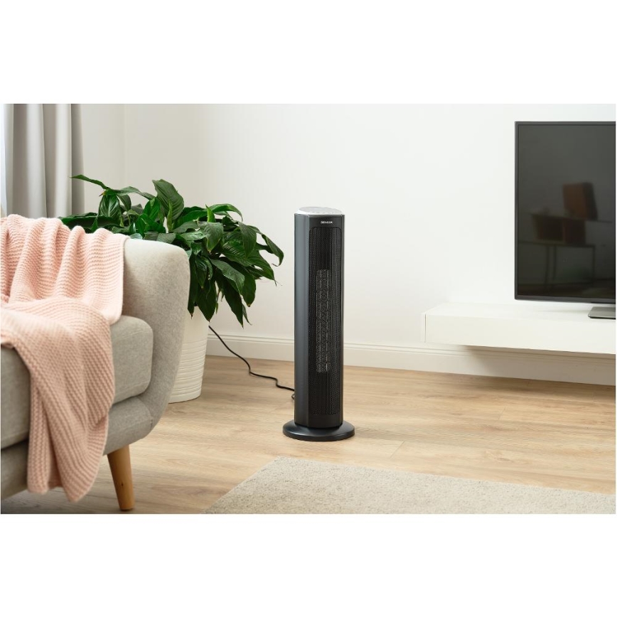 Sencor - Ventiliatorius su keraminiu šildymo elementu 1300/2200W/230V juodas + nuotolinis valdymas