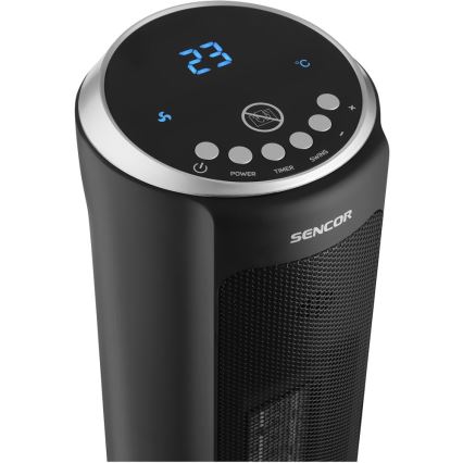 Sencor - Ventiliatorius su keraminiu šildymo elementu 1300/2200W/230V juodas + nuotolinis valdymas