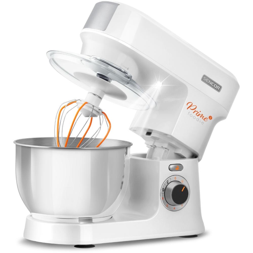 Sencor - Virtuvės robotas su nerūdijančio plieno dubeniu 1000W/230V balta