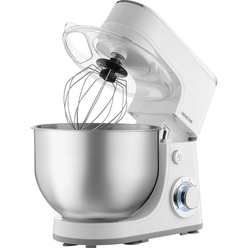 Sencor - Virtuvės robotas su nerūdijančio plieno dubeniu 1300W/230V balta