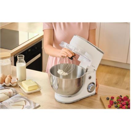 Sencor - Virtuvinis kombainas su nerūdijančio plieno dubeniu 1300W/230V baltas