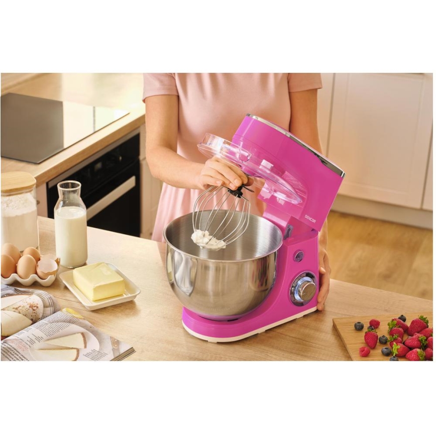 Sencor - virtuvinis kombainas su nerūdijančio plieno dubeniu 1300W/230V rožinis
