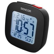 Sencor - Žadintuvas su LCD ekranu ir termometru 2xAAA juodos spalvos