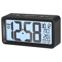 Sencor - Žadintuvas su LCD ekranu su termometru 2xAAA juodos spalvos