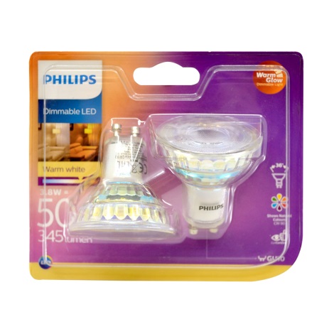 SET 2x LED Reguliuojama lemputė Philips Warm Glow GU10/3,8W/230V 2200-2700K