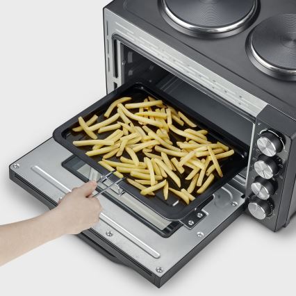 Severin TO 2074 - Konvekcinė orkaitė su griliu ir kaitvietėmis 2500W/230V 30 l juoda