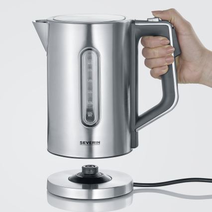 Severin WK 3418 - Elektrinis virdulys 1,7 l 3000W/230V nerūdijančio plieno/juodas