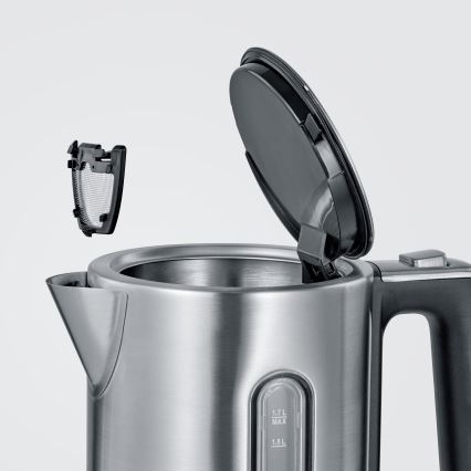 Severin WK 3418 - Elektrinis virdulys 1,7 l 3000W/230V nerūdijančio plieno/juodas