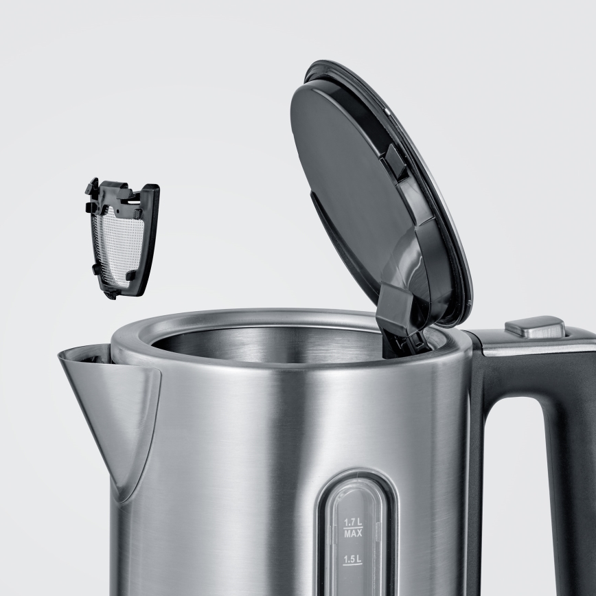 Severin WK 3418 - Elektrinis virdulys 1,7 l 3000W/230V nerūdijančio plieno/juodas
