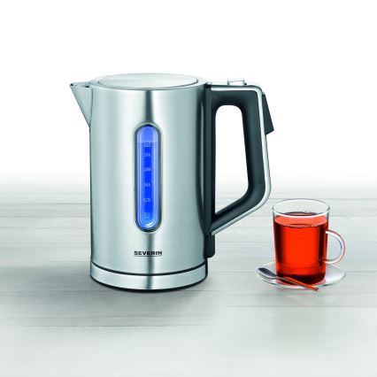 Severin WK 3418 - Elektrinis virdulys 1,7 l 3000W/230V nerūdijančio plieno/juodas