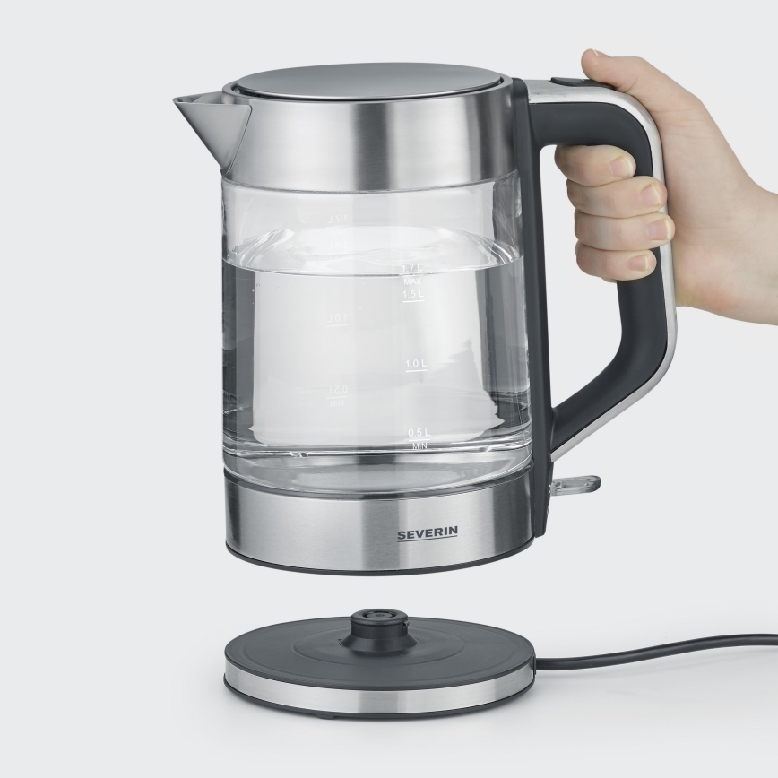 Severin WK 3420 - elektrinis virdulys 1,7 l 2200 W/230 V nerūdijančio plieno/stiklas