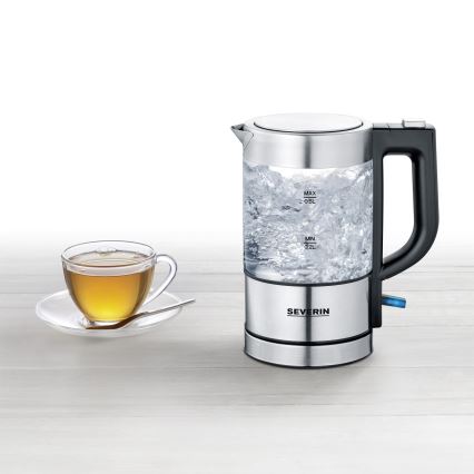 Severin WK 3472 - Elektrinis virdulys 0,5 l 1100W/230V, pagamintas iš nerūdijančio plieno ir stiklo