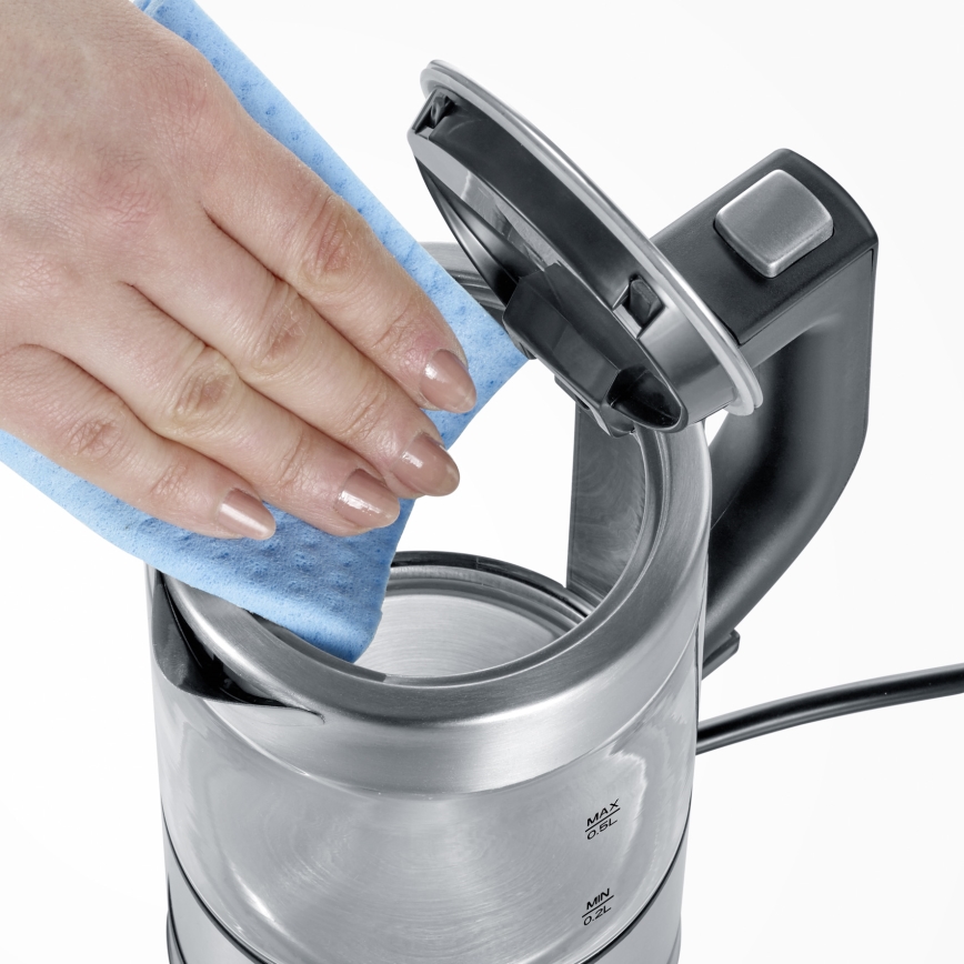 Severin WK 3472 - Elektrinis virdulys 0,5 l 1100W/230V, pagamintas iš nerūdijančio plieno ir stiklo