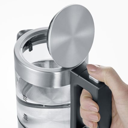Severin WK 3472 - Elektrinis virdulys 0,5 l 1100W/230V, pagamintas iš nerūdijančio plieno ir stiklo