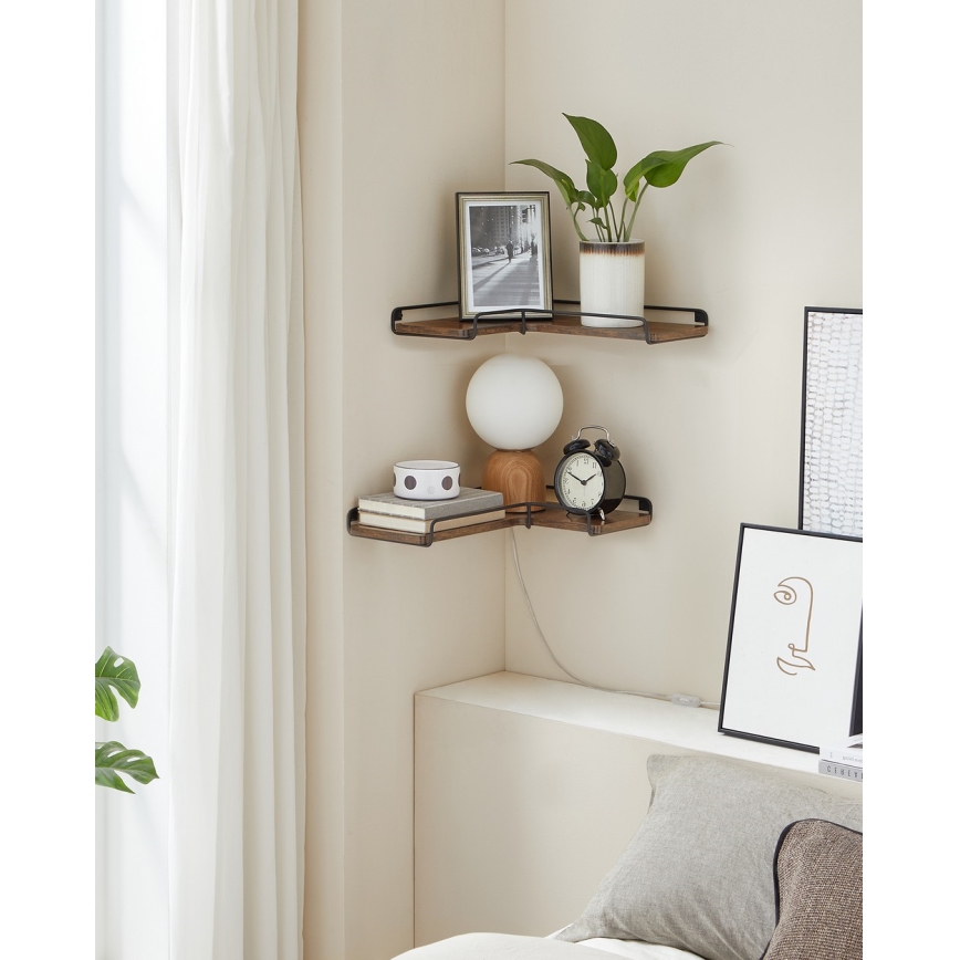 SHELFY sieninės lentynos — rinkinys 2 vnt., rudos/juodos