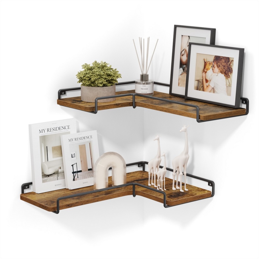 SHELFY sieninės lentynos — rinkinys 2 vnt., rudos/juodos
