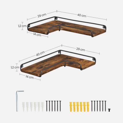 SHELFY sieninės lentynos — rinkinys 2 vnt., rudos/juodos