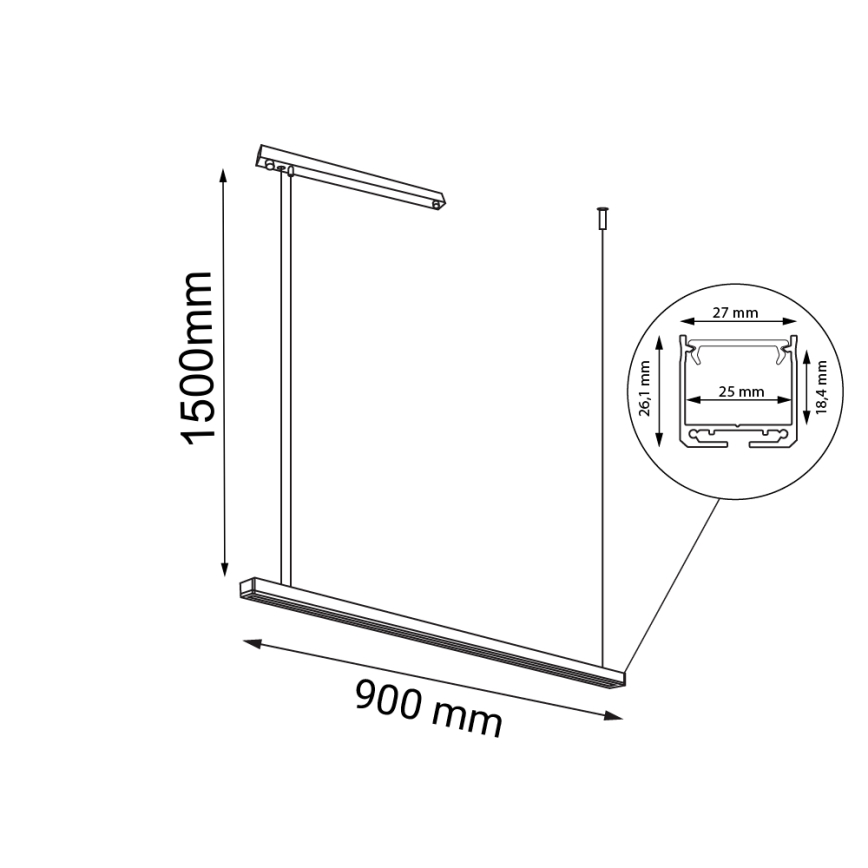 Shilo - LED Pakabinamas sietynas LED/32W/230V 3000K CRI 90 juodas